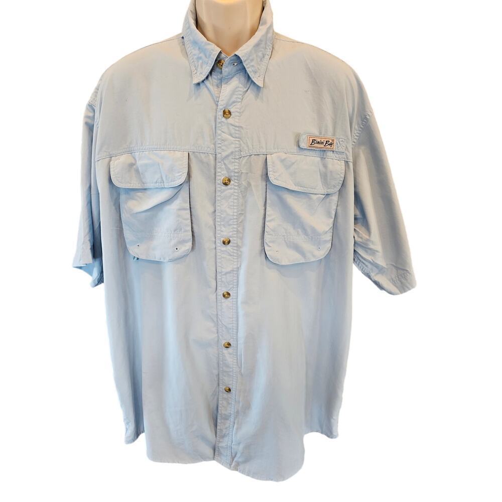 Bimini bay size XL Blue Lightweight vented fishing shirt button up men outdoor ^